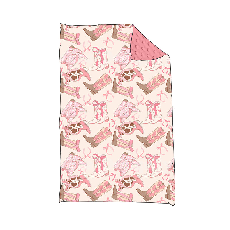 Baby Girl Infant Western Boots Bows Pink Blanket