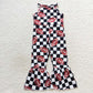 SR0445 Baby Girl Football Checkered Jumpsuit