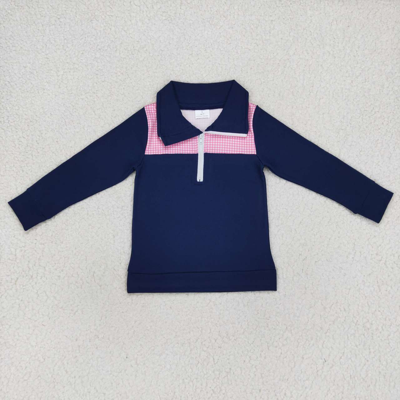 BT0290 Baby Kids Long Sleeves Pullover Zipper Shirt