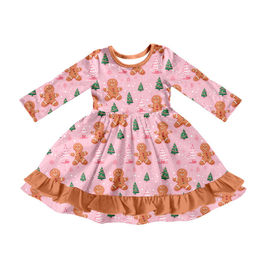 Baby Girl Long Sleeves Gingerbread Christmas Dress