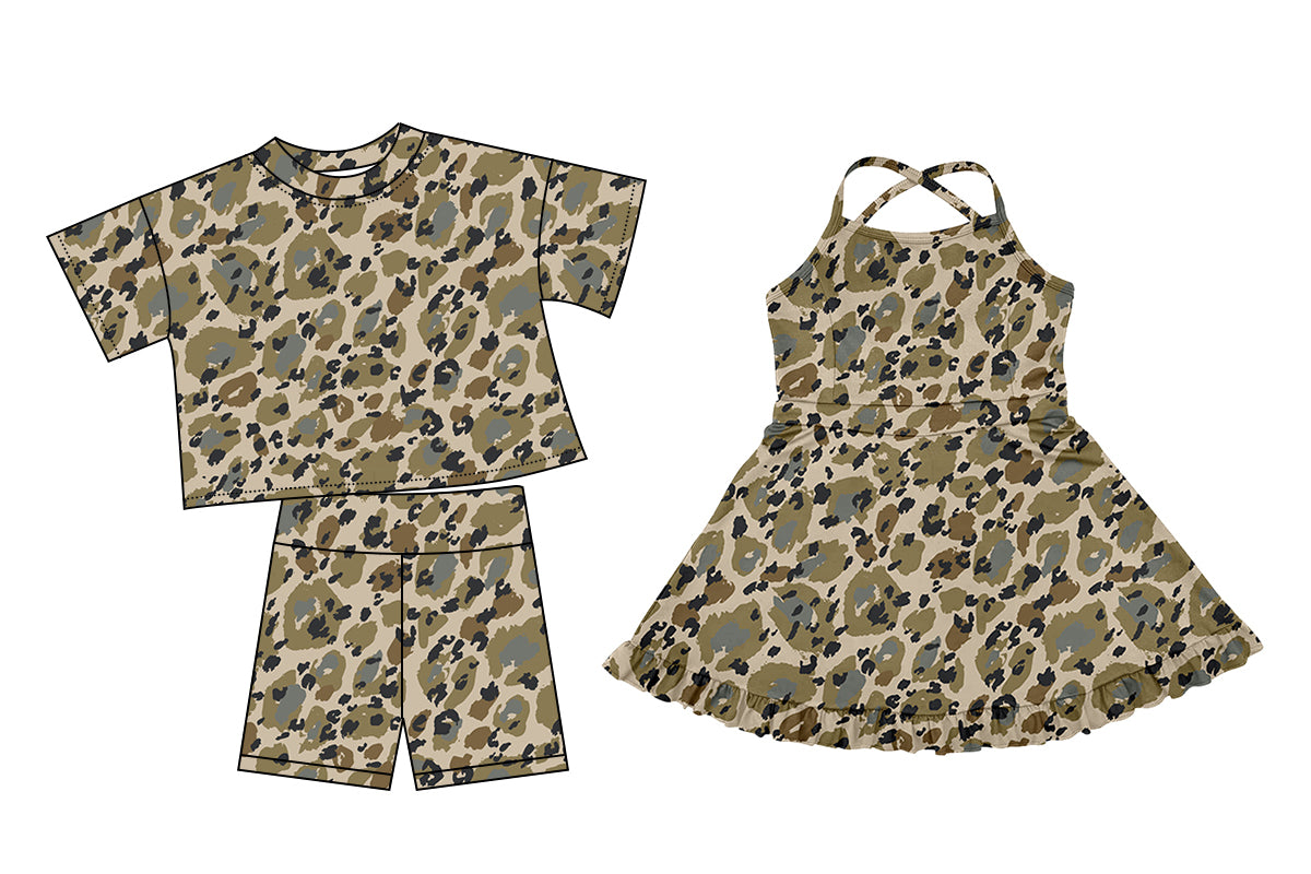 Baby Girl Summer Leopard Green Sibling Dress Set ( Moq 5 Each Style ) 3.19