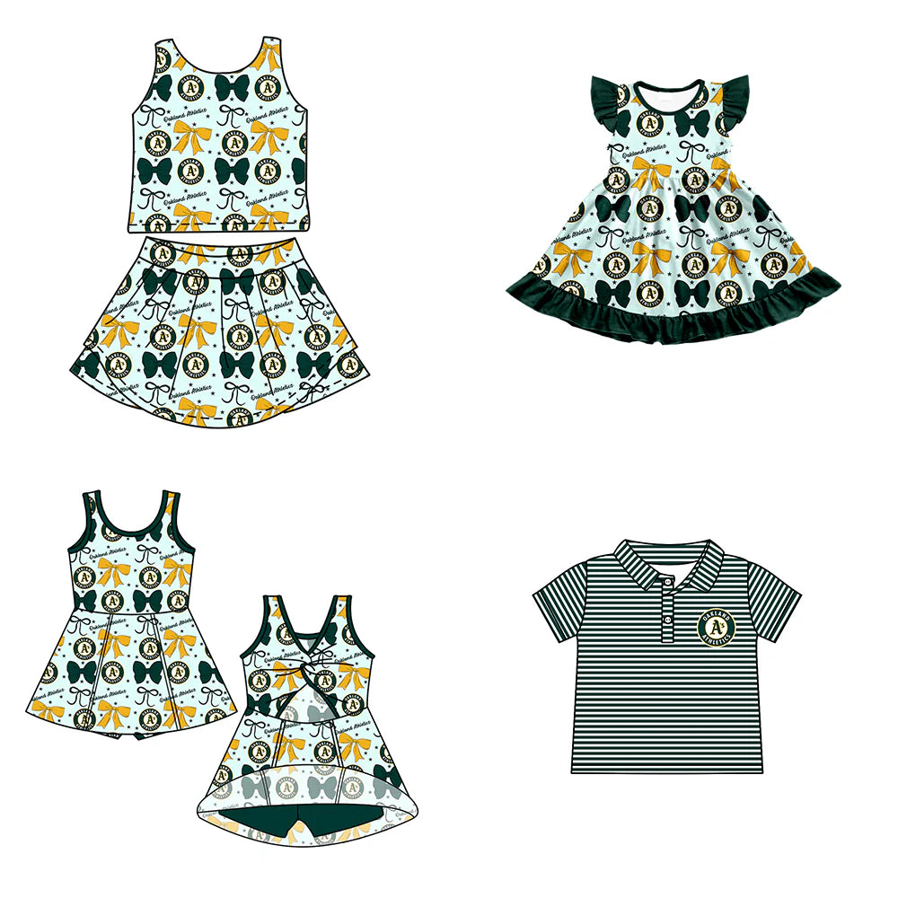 ( Moq 5 each style ) Baby Boy Girl Toddler Team Bows Sibling Shirt Dress Set 6.20