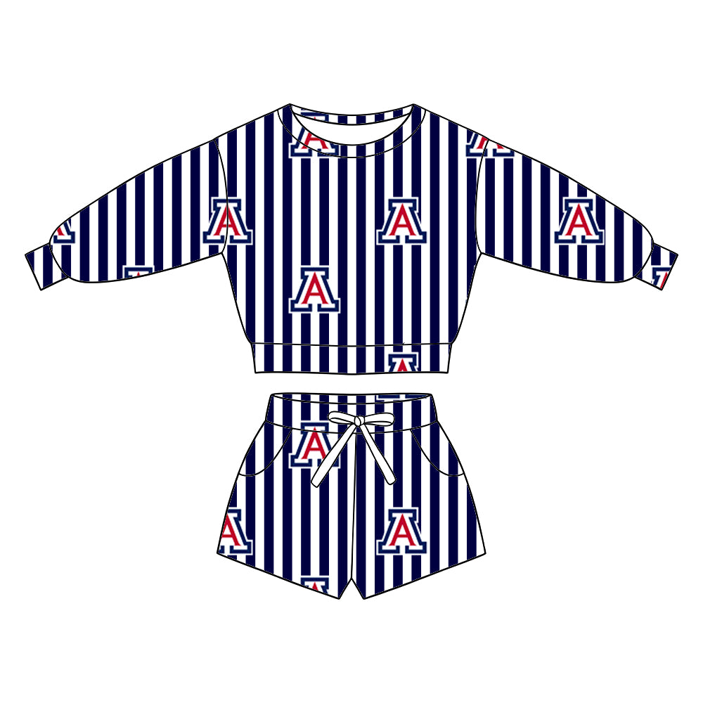 ( Moq 5 ) Baby Girls Kids Long Sleeves Shirt Pockets Shorts Team Set Clothes