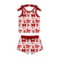 ( Moq 5 each style ) Baby Girl Toddler Team Red Bows Sibling Dress Set