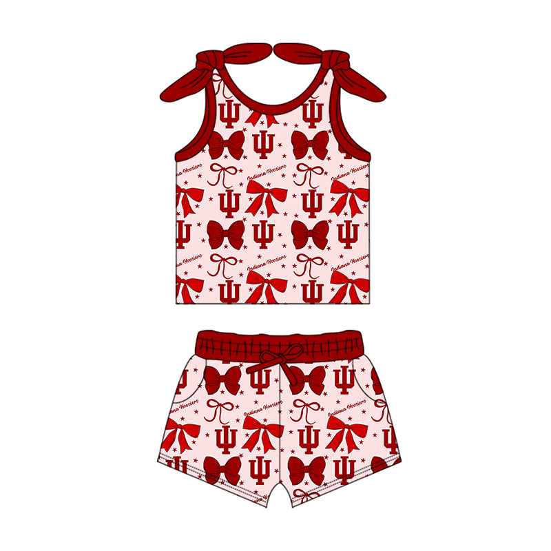 ( Moq 5 each style ) Baby Girl Toddler Team Red Bows Sibling Dress Set