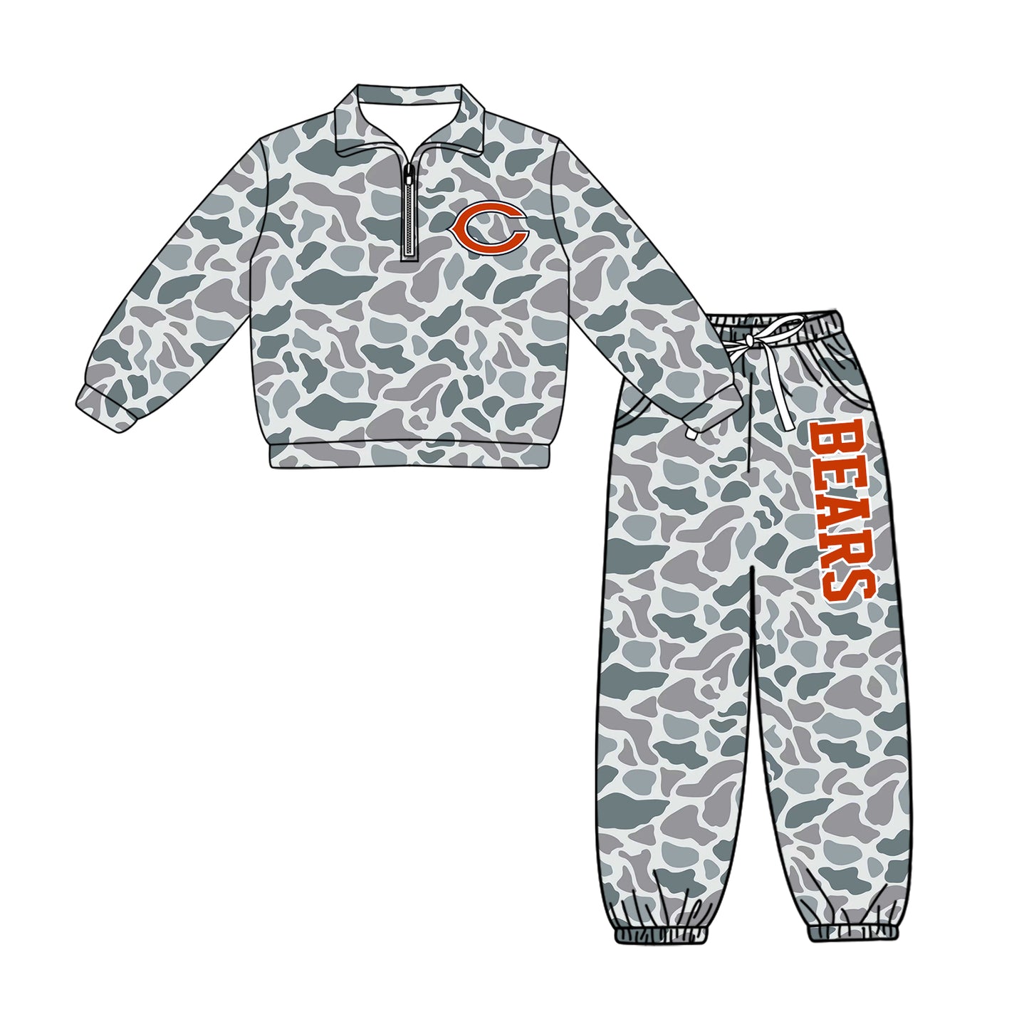 ( Moq 5 ) Baby Boys Toddler Long Sleeves Zipper Pullover Jogger Pants Team Clothes Camo Set