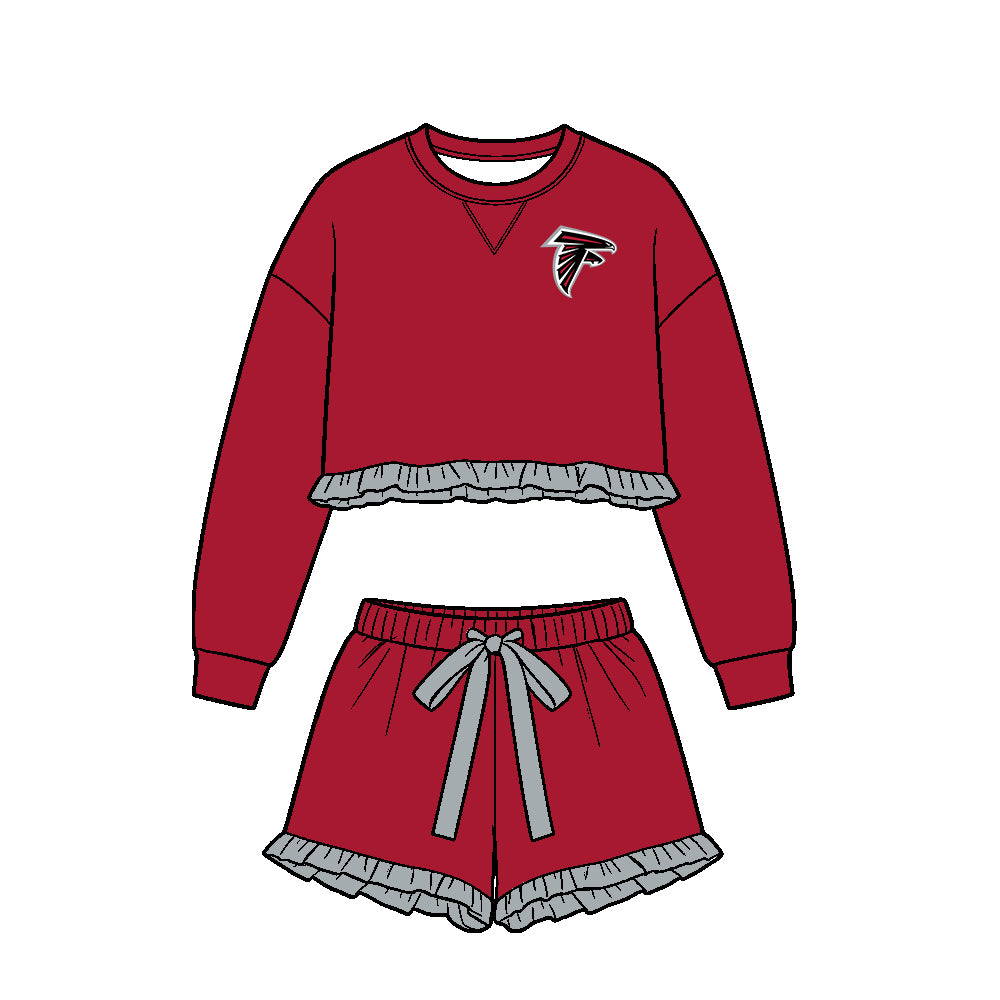 ( Moq 5 ) Baby Girls Kids Long Sleeves Ruffle Shirt Shorts Team Set Clothes