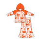 ( Moq 5 each style ) Baby Girl Toddler SF Team Orange Bows Sibling Romper Dress Set 6.16
