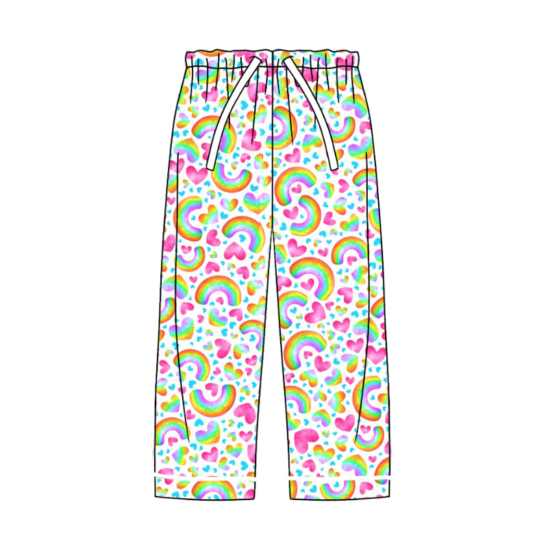 Adult Women Hearts Rainbow Pajamas Pants