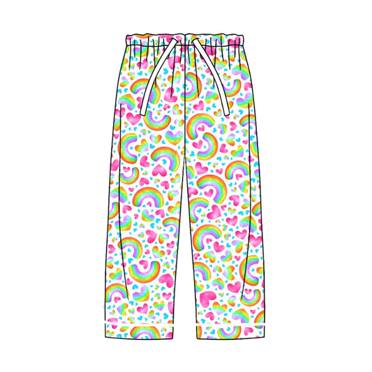 Adult Women Hearts Rainbow Pajamas Pants