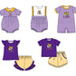 ( Moq 5 Each Style ) Baby Boys Girls Kids Purple Stripes Team Sibling Rompers Sets