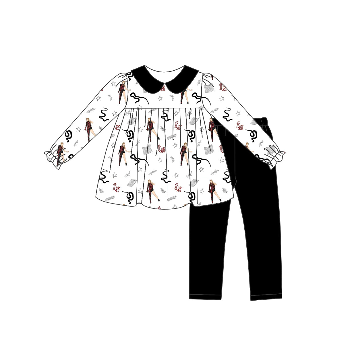 Baby Girl Toddler Singer Tunic Black Pants Set