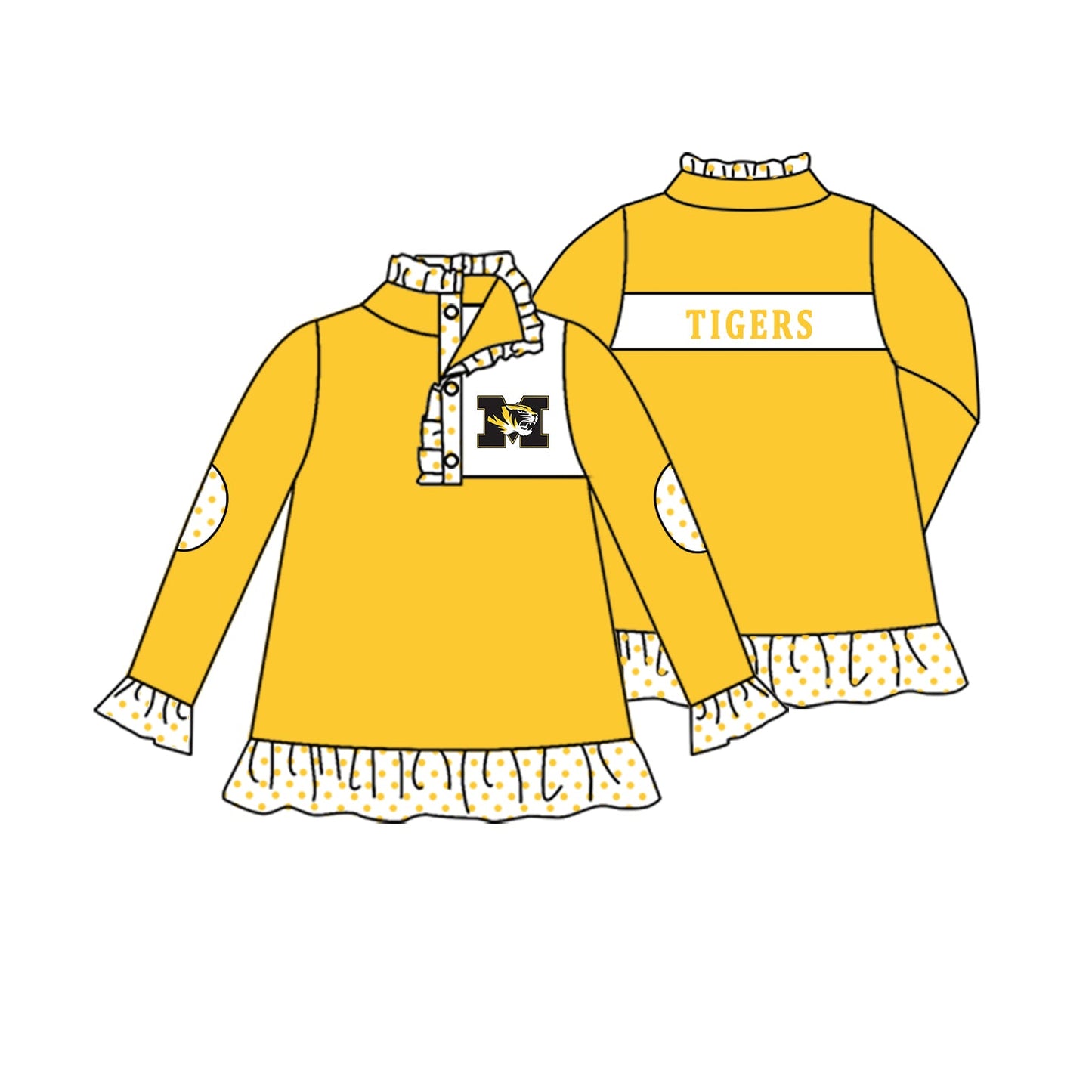 ( Moq 5 each style ) Baby Boy Girl Team Tiger Sibling Yellow Shirt Dress Set 8.21