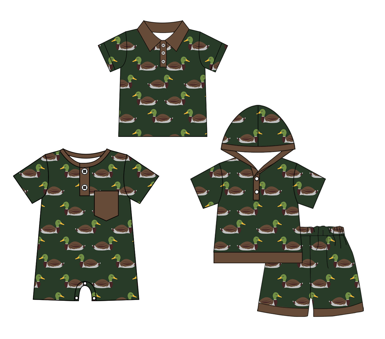 Baby Boy Short Sleeves Ducks Sibling Romper Clothes Set ( Moq 5 Each Design )11.25