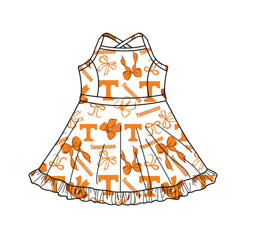 ( Moq 5 Each Style ) Baby Girls Kids Orange Bows Sibling Team Shorts Dresses Set