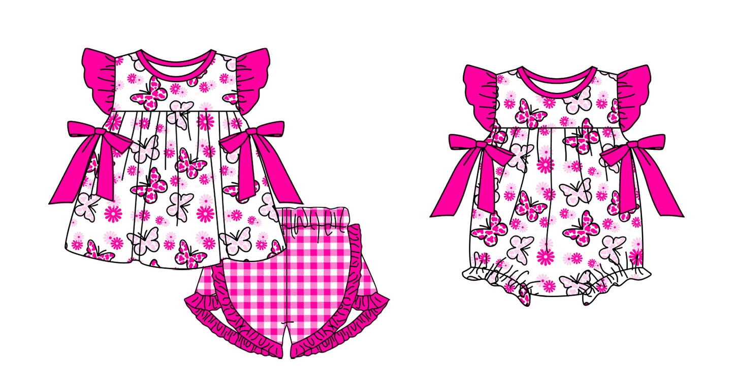 Baby Girl Butterfly Flower Sibling Matching Romper Dress ( Moq 5 Each Design )