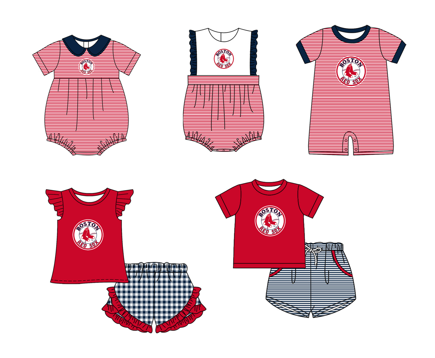 ( Moq 5 Each Style ) Baby Boys Girls Kids Socks Stripes Team Sibling Rompers Sets
