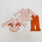 Sibling Baby Girls Kids Long Sleeves Pumpkins Bows Romper Buttons Set Thanksgiving Fall Clothes RTS