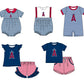 ( Moq 5 Each Style ) Baby Boys Girls Kids Team Sibling Blue Stripes Rompers Sets