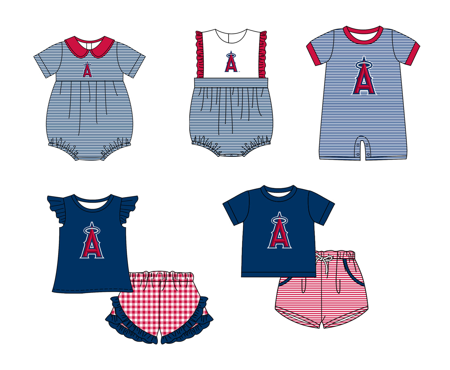 ( Moq 5 Each Style ) Baby Boys Girls Kids Team Sibling Blue Stripes Rompers Sets