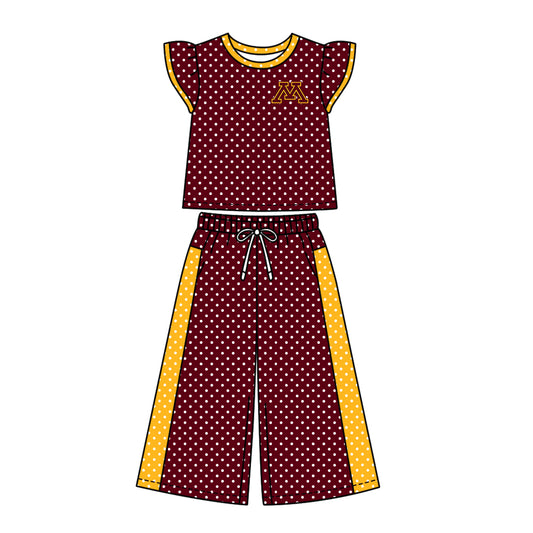 ( Moq 5 ) Baby Girls Kids Short Sleeves Shirt Pants Team Set Clothes