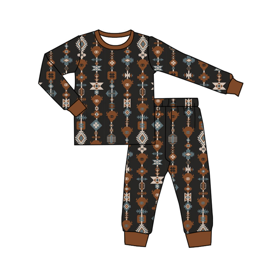 Baby Boy Western Cow Shirt Top Pants Pajamas Set