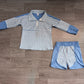 ( No moq ) Preorder Baby Girls Kids Duck Blue Stripes Zipper Pullover Shorts Yoga Active Set Clothes