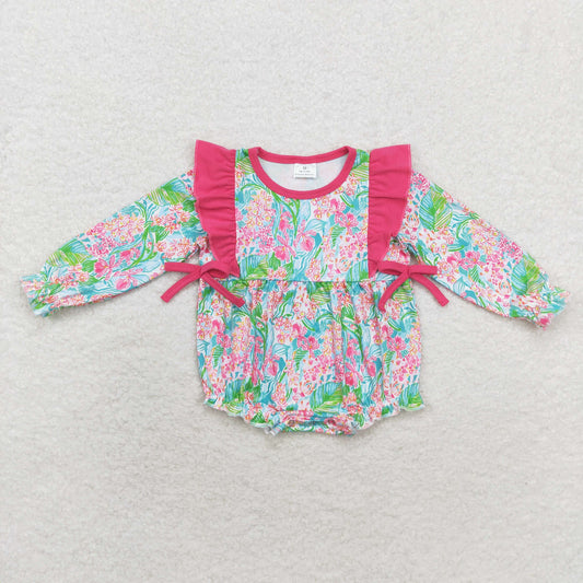 Baby Girl Long Sleeves Seaweed Bows Bubble Romper