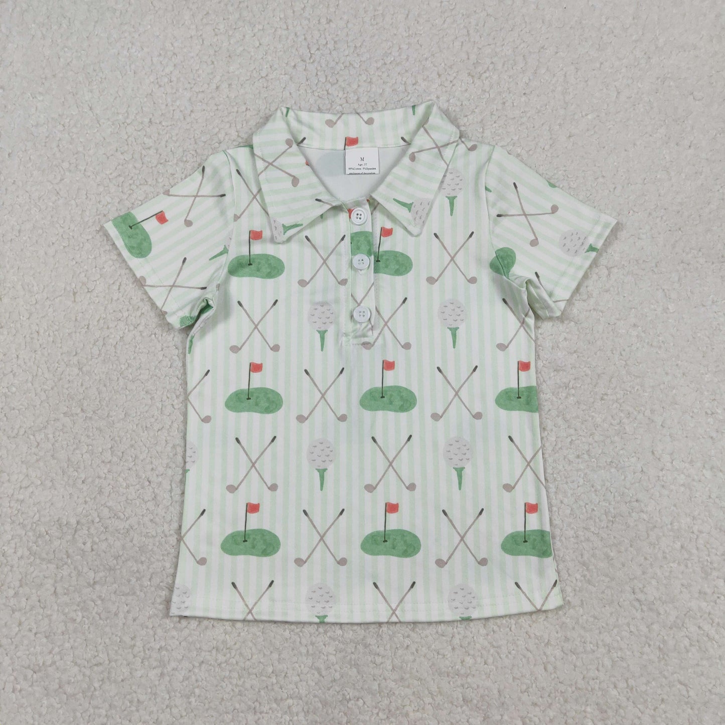 Baby Boys Short Sleeves Golf Stripes Buttons Green Shirt Tops RTS