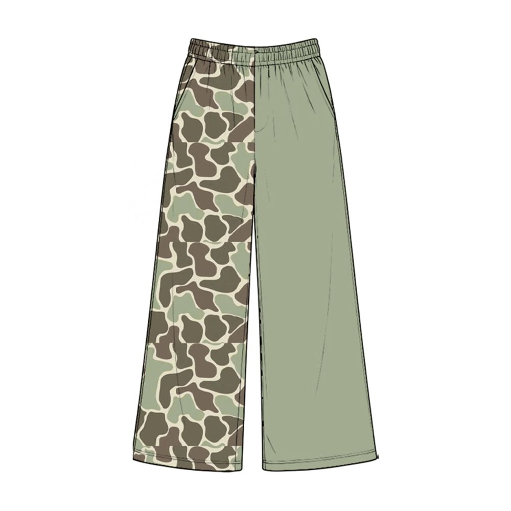 ( Moq 5 ) Baby Girls Kids Pockets Green Camo Pants Bottoms Clothes