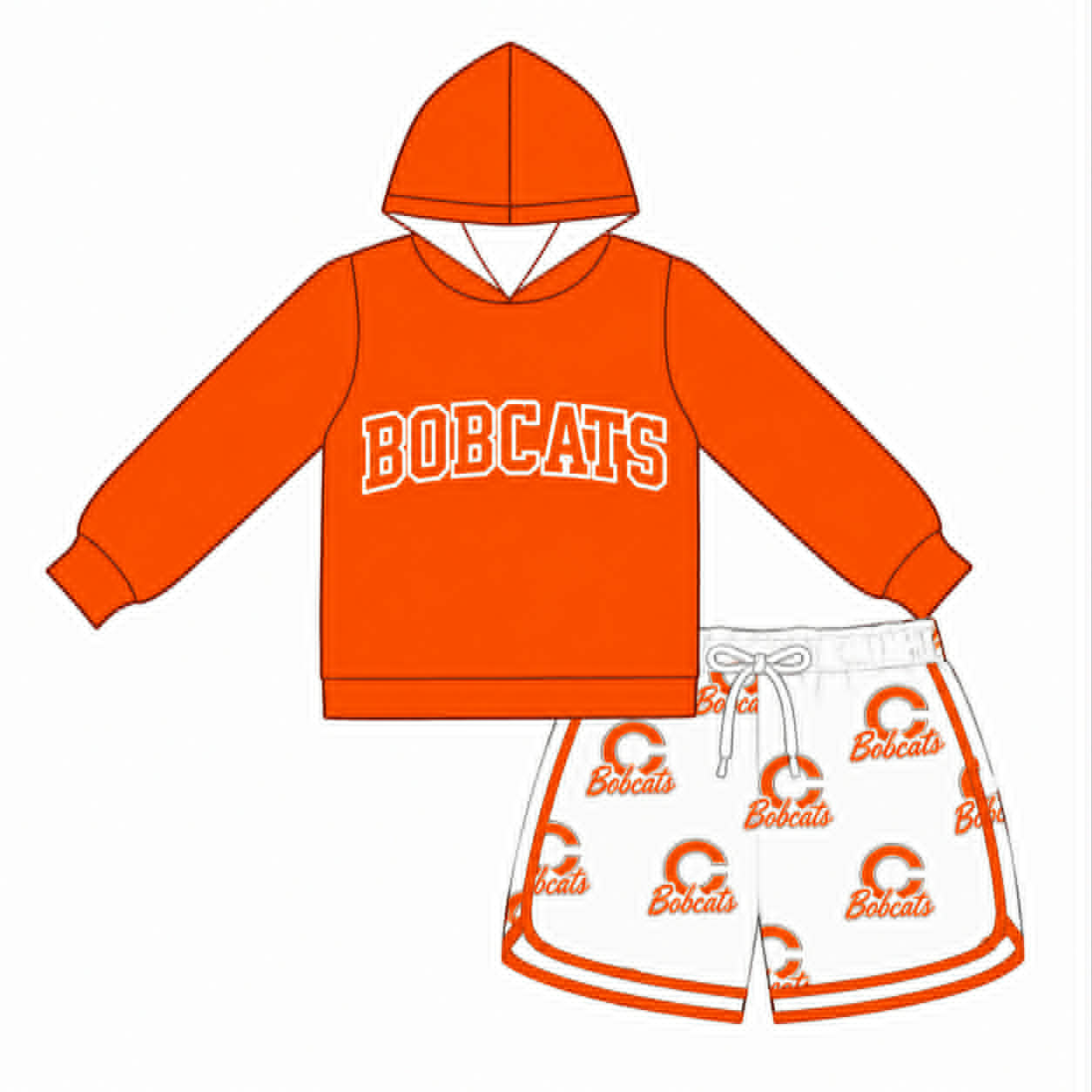 ( Moq 5 )  Custom Baby Kids Long Sleeves Shirts Shorts Orange Sets Clothes 8.10