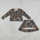 Baby Girls Kids Long Sleeves Shirt Scallop Pockets Skirt Shorts Brown Camo Set Clothes