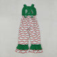 Baby Girl Sleeveless Embroidery Christmas Tree Stripes Ruffle Green Jumpsuit RTS