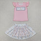 Baby Girl Short Sleeves Flower Bows Pink Shirt Skirt Shorts Skort Clothes Set RTS