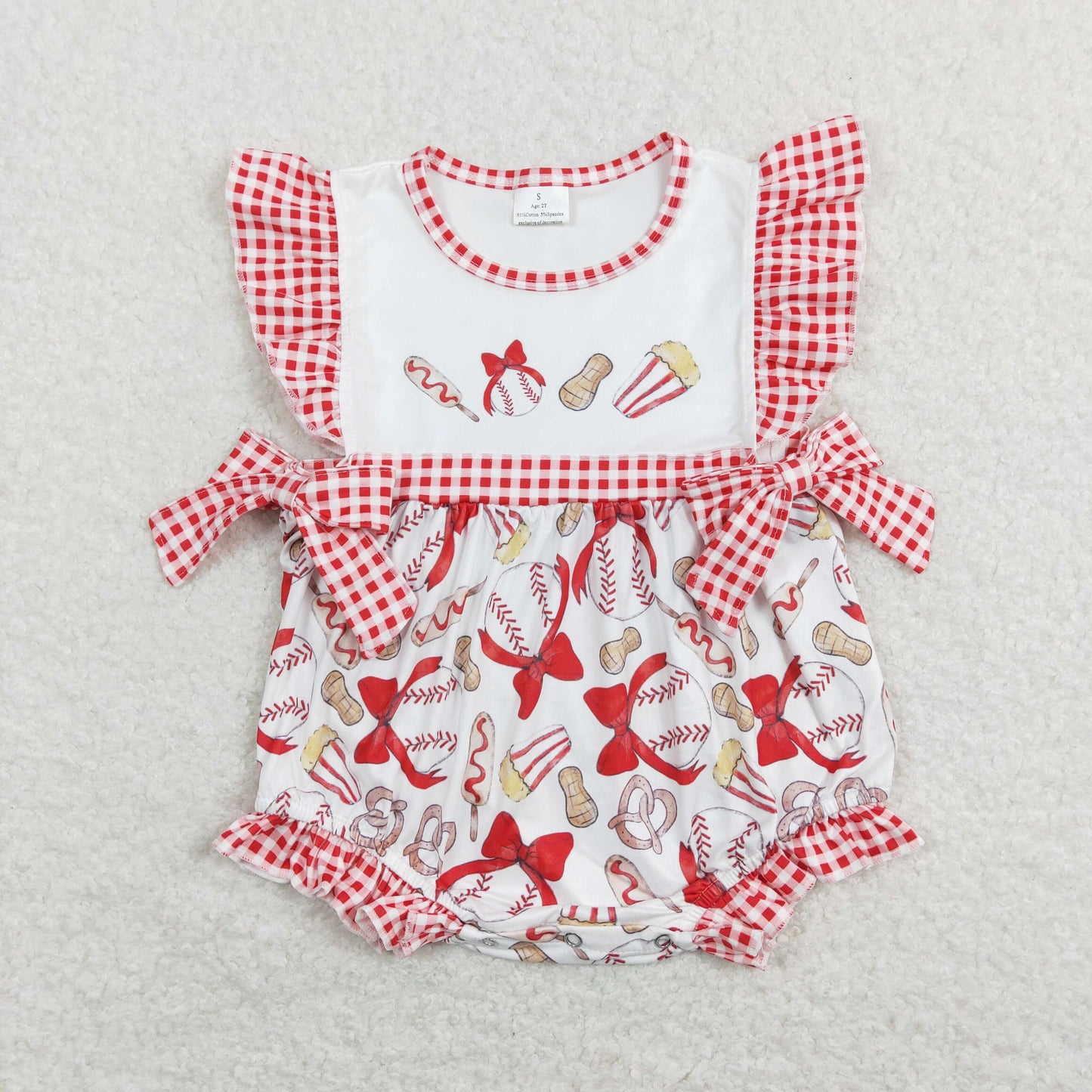 SR0848 Easter Baby Girl Baseball One Piece Romper