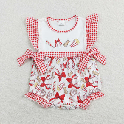 SR0848 Easter Baby Girl Baseball One Piece Romper