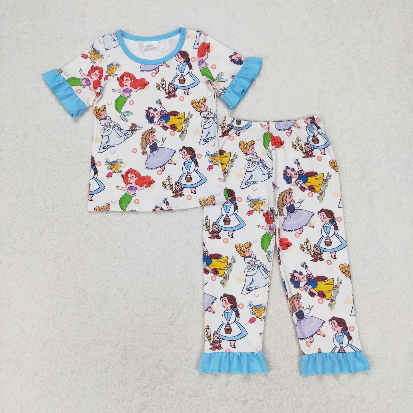 Baby Girl Short Sleeves Shirt Pants Princess Pajamas Set