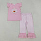 Sibling Boys Girls Short Sleeves Embroidery Ghosts Pumpkin Halloween Romper Set RTS