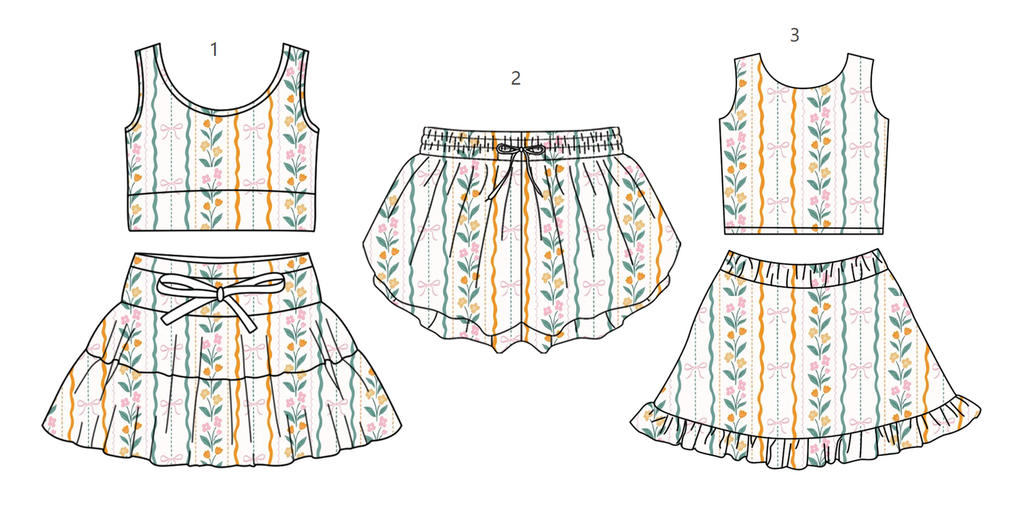 ( Moq 5 Each Style ) Baby Girls Kids Flower Bows Sibling Shorts Sets Clothes