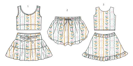 ( Moq 5 Each Style ) Baby Girls Kids Flower Bows Sibling Shorts Sets Clothes