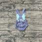 ( No moq ) Preorder Baby Boys Straps Embroidery Fishing Blue Plaid Bubble Romper