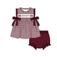 ( Moq 5 ) Baby Girls Toddler M Dark Red Bows Stripes Tops Bummie Shorts Team Set