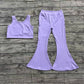 Baby Girl Straps Purple Vest Tops Bell Bottom Pants Yoga Active Wear Clothes Set RTS