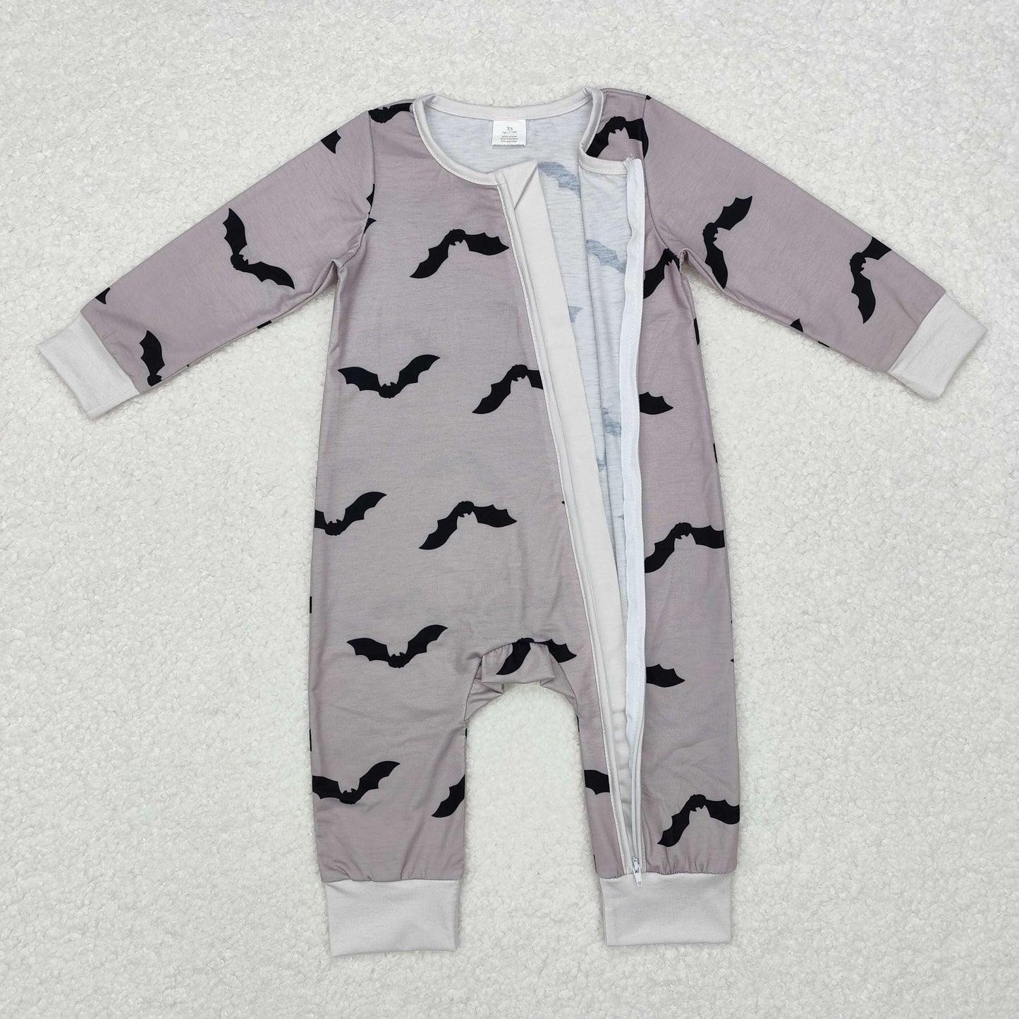 Baby Boy Grey Halloween Bats Long Sleeves Romper