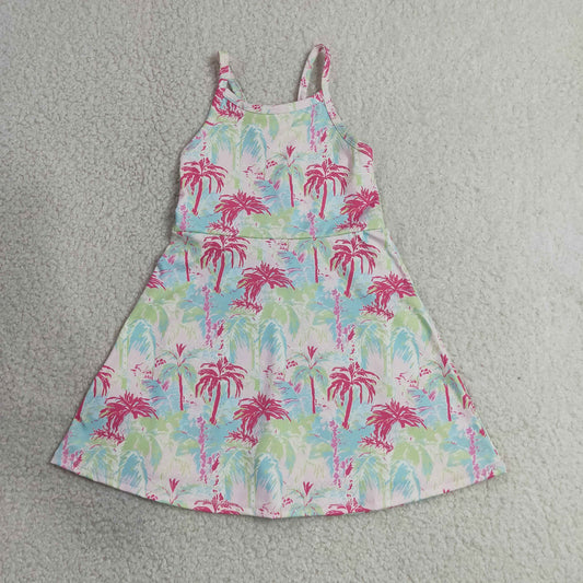 Baby Girls Kids Straps Colorful Tree Yoga Shorts Knee Length Dress RTS