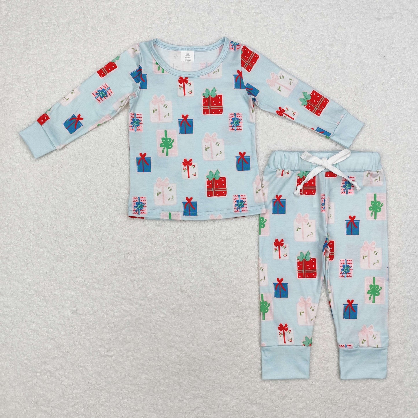 Baby Girl Long Sleeves Gifts Christmas Shirt Pants Pajamas Bamboo Set