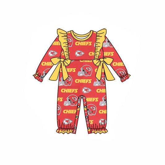 Baby Girl Newborn KC Sleeper Long Sleeves Bows Team Romper
