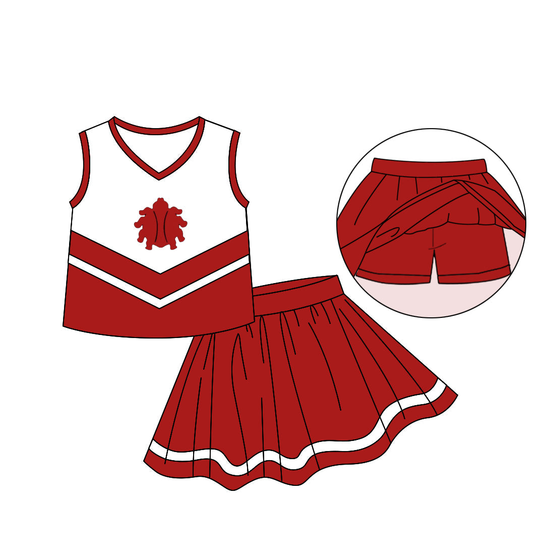 Baby Girl Team Red Skirt With Shorts Summer Clothes Set