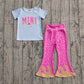 Baby Girls Kids Short Sleeves Mini Bow Blue Shirt Sprinkles Bell Pants Clothes Set RTS