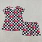 Baby Boys Toddler Short Sleeves Cherry Black Checked Tops Shorts Summer Set RTS
